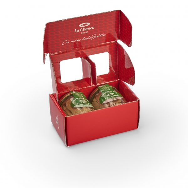 Estuche regalo rojo "Latido" con 2 tarros de conserva La Chanca