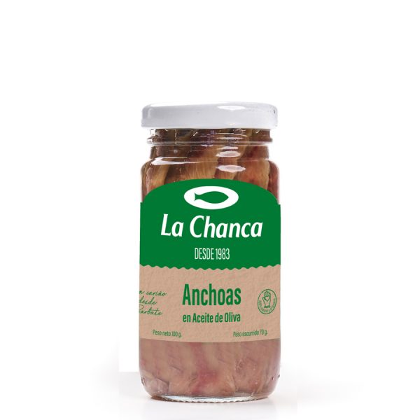 Tarro pequeño de anchoas en aceite de oliva
