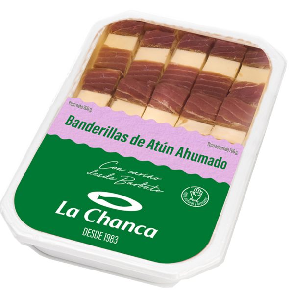 Bandeja de banderillas de atun ahumado y queso La Chanca