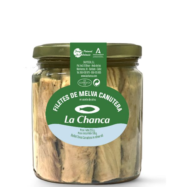 Tarro de filetes de melva canutera en aceite de oliva