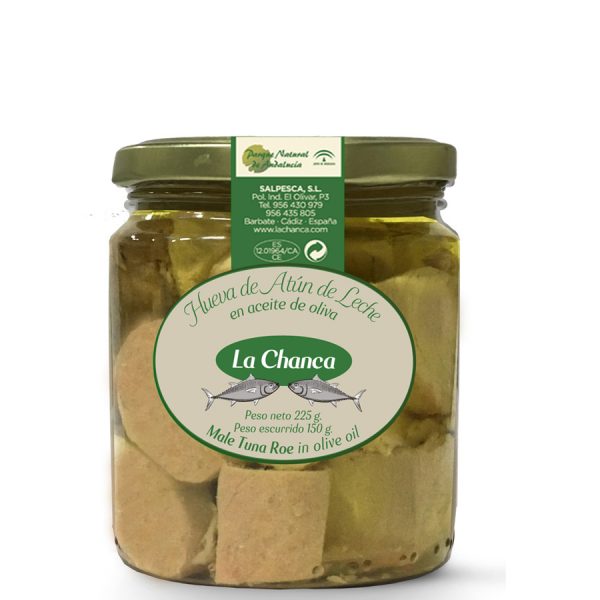 Tarro de hueva de atún de leche en aceite de oliva