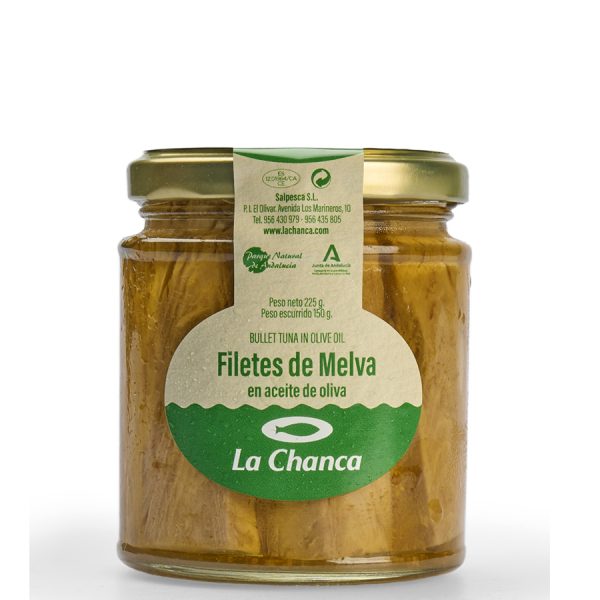 Tarro de filetes de melva en aceite de oliva