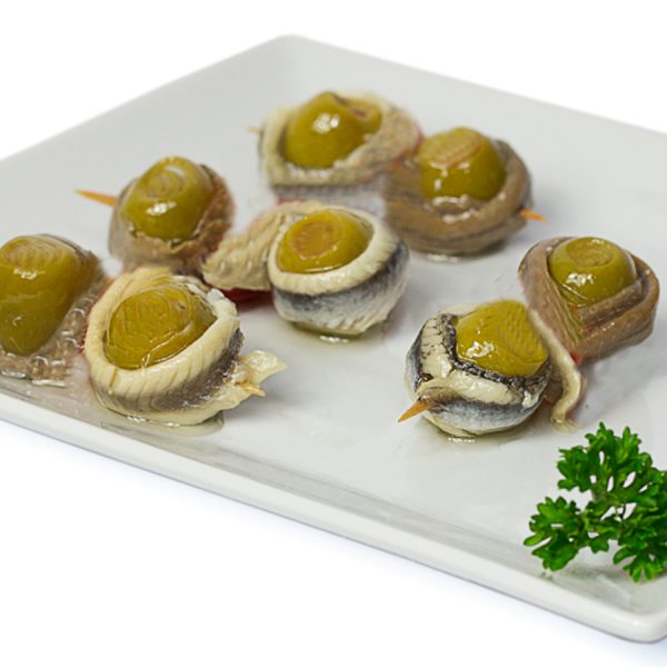 Plato de banderillas de anchoa y boquerón