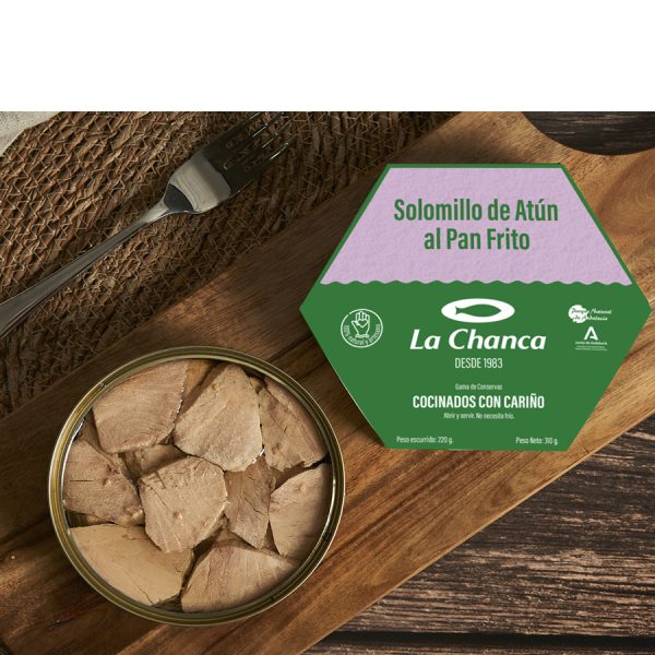 Lata abierta de solomillo al pan frito