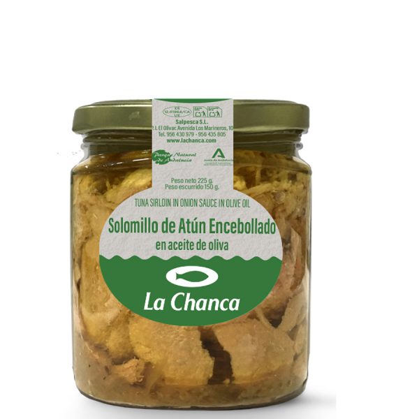 Tarro de solomillo de atún en cebollado en aceite de oliva: gama Cocinados con Cariño