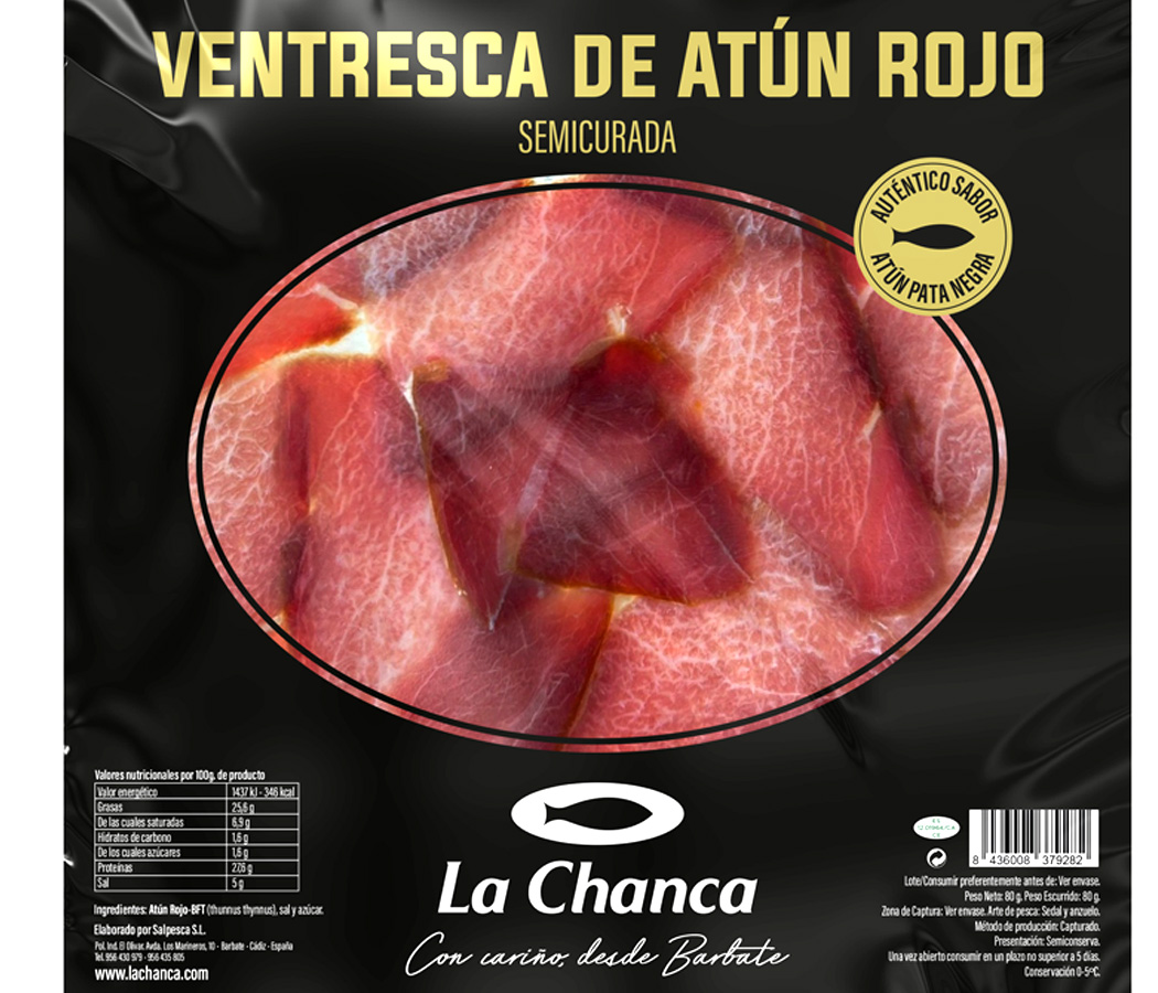 ventresca semicurada 80 g Ventresca de atun rojo semicurada envasada